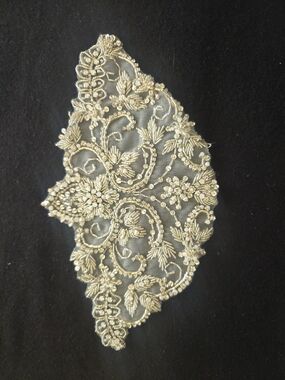 Silver  Beaded Lace Appliqué